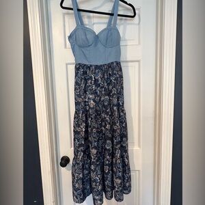 Floral Blue Denim Dress